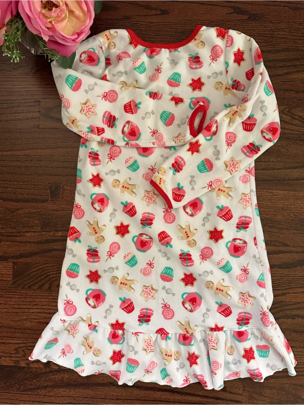Carters holiday motif fleece nightgown, size 8-10Y